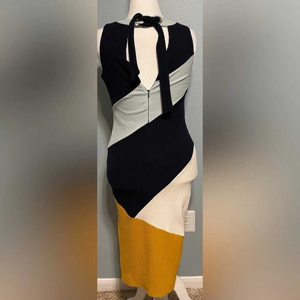 Anthropologie Hutch Lena Colorblocked Knit Midi Dress Black Gold Petite Small - Picture 8 of 13